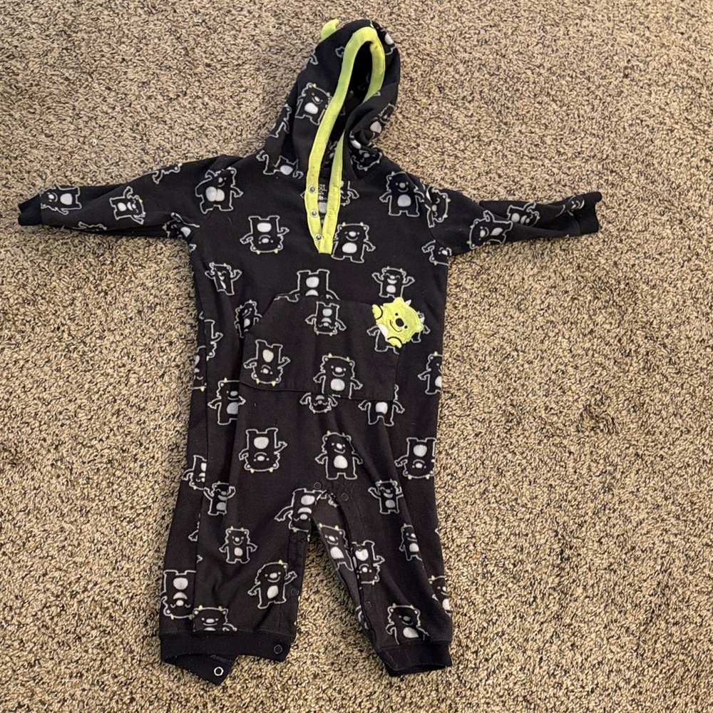 Carter's Black and Yellow Monster Footie